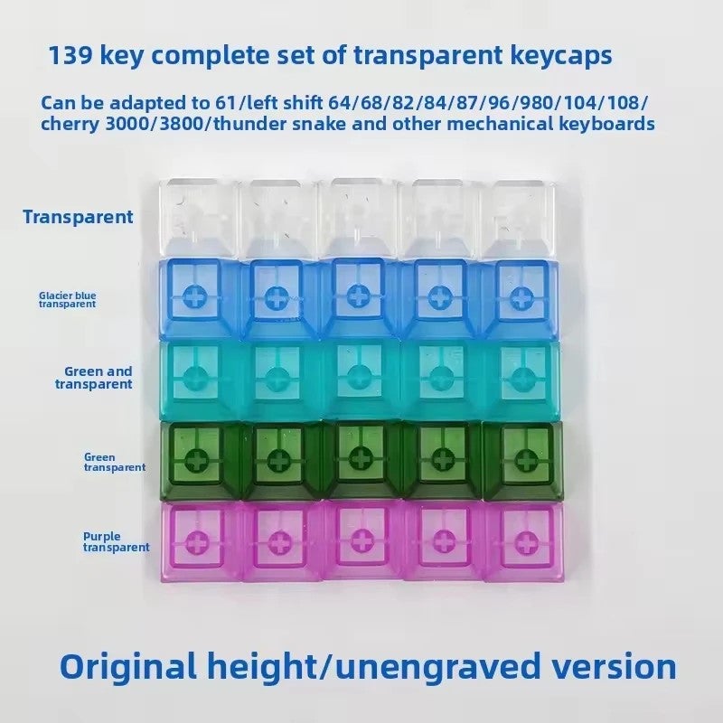 Bluejw 136-Key Glacier Blue Gaming Keyboard Keycaps - Original Engraved Transparent Keycaps Set for Mechanical Keyboards - Image 3